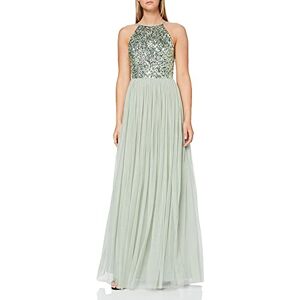 Maya Deluxe Women's Ladies Bridesmaid Maxi Dress Halter Neck Sequin Embellished Prom Graduation Wedding, Green, 24 Maya Deluxe Women's Ladies Bridesmaid Maxi Dress Halter Neck Sequin Embellished Prom Graduation Wedding, Green, 24