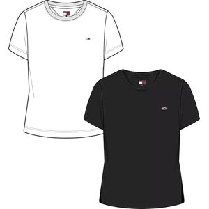Tommy Jeans Womens Tjw 2pack C-Neck Tee Dw0dw21366 S/S T-Shirt, Multi (Ecru/Black), XL UK Tommy Jeans Womens Tjw 2pack C-Neck Tee Dw0dw21366 S/S T-Shirt, Multi (Ecru/Black), XL UK