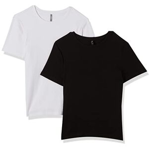 ONLY Women's Onlnulan S/S Slim Top CS JRS Pack of 2 T-Shirt, Black/Pack: White, S ONLY Women's Onlnulan S/S Slim Top CS JRS Pack of 2 T-Shirt, Black/Pack: White, S