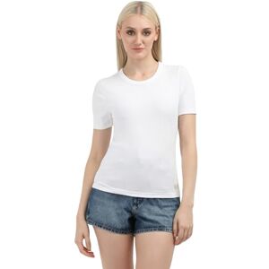 Calvin Klein Women’s Woven Label Ribbed Fitted Short Sleeve Round Neck T-Shirt, White (Bright White), L Calvin Klein Women’s Woven Label Ribbed Fitted Short Sleeve Round Neck T-Shirt, White (Bright White), L