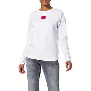 Hugo Boss Womens Nakira redlabel Regular-fit cotton sweatshirt with logo label White Hugo Boss Womens Nakira redlabel Regular-fit cotton sweatshirt with logo label White