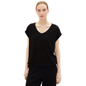 TOM TAILOR Women's Loose Fit T-Shirt with Elasticated Hem, 14482 Deep Black, S TOM TAILOR Women's Loose Fit T-Shirt with Elasticated Hem, 14482 Deep Black, S