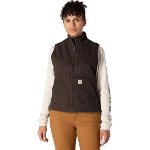 Carhartt , Women's, Relaxed Fit Washed Duck Sherpa Lined Mock Neck Vest, Dark Brown, XL Carhartt , Women's, Relaxed Fit Washed Duck Sherpa Lined Mock Neck Vest, Dark Brown, XL