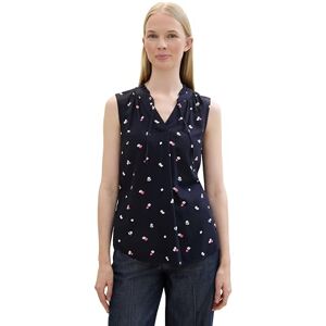 TOM TAILOR Women's 1042950 Basic Blouse with Ruffle Detail on The Collar, 36381-Pink Navy Floral Design, 12 TOM TAILOR Women's 1042950 Basic Blouse with Ruffle Detail on The Collar, 36381-Pink Navy Floral Design, 12
