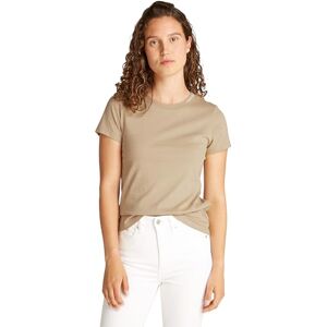 Calvin Klein Women’s Short Sleeve Logo Neckline Slim Fit T-Shirt, Beige (White Pepper), XL Calvin Klein Women’s Short Sleeve Logo Neckline Slim Fit T-Shirt, Beige (White Pepper), XL