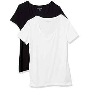 Amazon Essentials Women's Regular-Fit Short-Sleeve Scoop Neck T-Shirt (Available in Plus Size), Pack of 2, Black/White, XS Amazon Essentials Women's Regular-Fit Short-Sleeve Scoop Neck T-Shirt (Available in Plus Size), Pack of 2, Black/White, XS