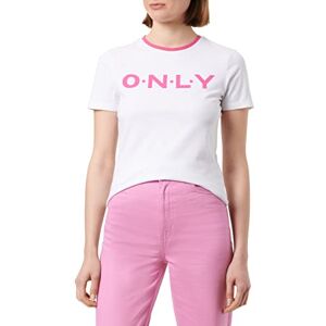 ONLY Women's Onllea Fitted S/S Logo Top Box JRS T-Shirt, Bright White/Print: , M ONLY Women's Onllea Fitted S/S Logo Top Box JRS T-Shirt, Bright White/Print: , M