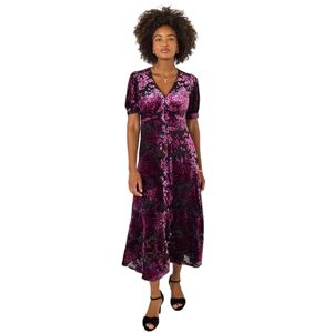 Joe Browns Women's Floral Devore Dress, Regular, Purple, UK 14 Joe Browns Women's Floral Devore Dress, Regular, Purple, UK 14