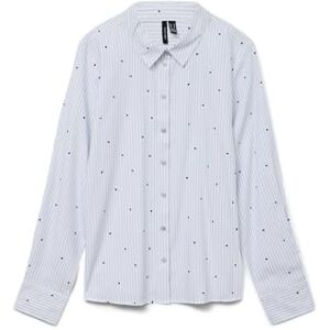 VERO MODA Women's Vmnora LS Oversize AOP Shirt WVN Ga Noos, Bright White, S VERO MODA Women's Vmnora LS Oversize AOP Shirt WVN Ga Noos, Bright White, S