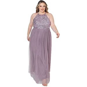 Maya Deluxe Women's Ladies Bridesmaid Maxi Dress Halter Neck Sequin Embellished Prom Graduation Wedding, Moody Lilac, 18 Maya Deluxe Women's Ladies Bridesmaid Maxi Dress Halter Neck Sequin Embellished Prom Graduation Wedding, Moody Lilac, 18