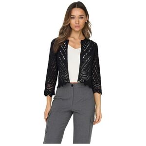 JDY JACQUELINE DE YONG Women's sun 3/4 Cropped Cardigan KNT, Black, M JDY JACQUELINE DE YONG Women's sun 3/4 Cropped Cardigan KNT, Black, M