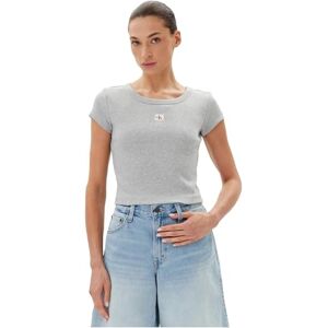 Calvin Klein Women’s Short Sleeve Round Neck Woven Label Rib Baby Tee, Grey (Bc06 Grey Heather), XL Calvin Klein Women’s Short Sleeve Round Neck Woven Label Rib Baby Tee, Grey (Bc06 Grey Heather), XL
