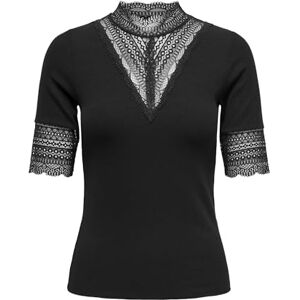 ONLY Women's Onltilde L/S High Neck Lace Top JRS Long-Sleeved T-Shirt, Black 1, M ONLY Women's Onltilde L/S High Neck Lace Top JRS Long-Sleeved T-Shirt, Black 1, M