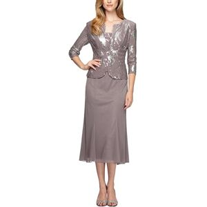 Alex Evenings Women's Tea Length Mock Jacket Dress with Button Front Special Occasion, Pewter/Frost, 18 (Pack of 2) Alex Evenings Women's Tea Length Mock Jacket Dress with Button Front Special Occasion, Pewter/Frost, 18 (Pack of 2)