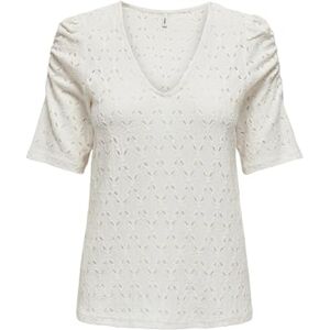 ONLY Onlrosa S/S V-Neck Puff Top JRS, White, Large ONLY Onlrosa S/S V-Neck Puff Top JRS, White, Large