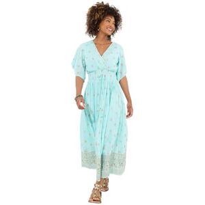Joe Browns Women's Embellished Boho Border Trim Maxi Dress, Aqua, 12 Joe Browns Women's Embellished Boho Border Trim Maxi Dress, Aqua, 12