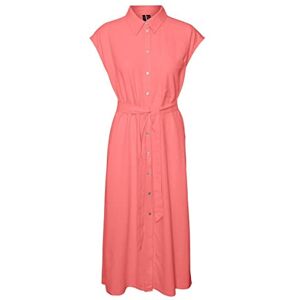 VERO MODA Women's Vmmymilo Sl Calf Shirt Dress WVN Ga, Georgia Peach, S VERO MODA Women's Vmmymilo Sl Calf Shirt Dress WVN Ga, Georgia Peach, S