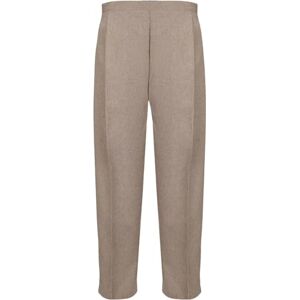 MyShoeStore Ladies Womens Half Elasticated Trouser Stretch Waist Casual Office Work Formal Trousers Pants with Pockets Plus Big Size (Taupe, 18/27)