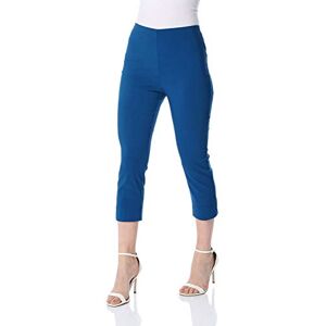 Roman Originals Cropped Trousers for Women UK Ladies Capri Leggings Summer Pants Short Crop Stretch 3/4 Length Three Quarter Pedal Pusher Clothes Elasticated Bengaline Cut Off - Petrol Blue - Size 22