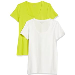 Amazon Essentials Women's Regular-Fit Short-Sleeve Scoop Neck T-Shirt (Available in Plus Size), Pack of 2, White/Lime Green, M Amazon Essentials Women's Regular-Fit Short-Sleeve Scoop Neck T-Shirt (Available in Plus Size), Pack of 2, White/Lime Green, M