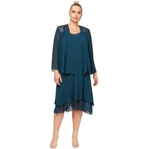 S.L. Fashions Women's Plus Size Embellished Tiered Jacket Dress Special Occasion, Mid Teal, 22 S.L. Fashions Women's Plus Size Embellished Tiered Jacket Dress Special Occasion, Mid Teal, 22