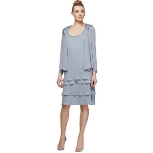 S.L. Fashions Women's Embellished Tiered Jacket Dress (Petite and Regular)-Concrete Petite-6 Petite S.L. Fashions Women's Embellished Tiered Jacket Dress (Petite and Regular)-Concrete Petite-6 Petite