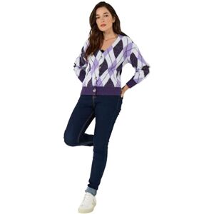 Joe Browns Women's Argyle Fluffy Knit Cardigan, Oversized, Purple, UK 12 Joe Browns Women's Argyle Fluffy Knit Cardigan, Oversized, Purple, UK 12