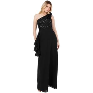 Maya Deluxe Women's Maxi Dress Ladies One Shoulder Necklline Sleeveless Sequin Embellished Rosette A-line Evening Prom Ball Gown, Black 14 Maya Deluxe Women's Maxi Dress Ladies One Shoulder Necklline Sleeveless Sequin Embellished Rosette A-line Evening Prom Ball Gown, Black 14
