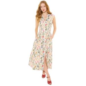 Joe Browns Women's Cotton Doby Floral Print Dress, Slim, White, UK 8 Joe Browns Women's Cotton Doby Floral Print Dress, Slim, White, UK 8