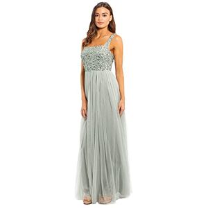 Maya Deluxe Women's Maya Green Lily Strappy Delicate Sequin Maxi Dress Bridesmaid, 12 Maya Deluxe Women's Maya Green Lily Strappy Delicate Sequin Maxi Dress Bridesmaid, 12