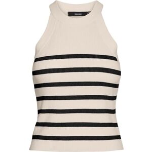 VERO MODA Women's Vmsaba Rib SL O-Neck Top Ga Noos Sweater, Birch/Stripes: w Black, S VERO MODA Women's Vmsaba Rib SL O-Neck Top Ga Noos Sweater, Birch/Stripes: w Black, S