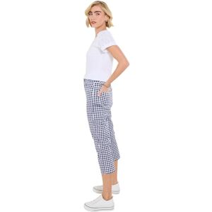 Joe Browns Women's Gingham Capri Pants, Regular, Blue, UK 20 Joe Browns Women's Gingham Capri Pants, Regular, Blue, UK 20