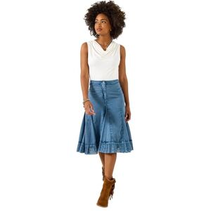 Joe Browns Women's Fit and Flare Cotton Godet Skirt, Regular, Blue, UK 14 Joe Browns Women's Fit and Flare Cotton Godet Skirt, Regular, Blue, UK 14