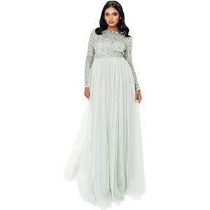 Maya Deluxe Women's Green Lily Embellished Long Sleeve Maxi Bridesmaid Dress, Green Lily, 18 Plus UK Maya Deluxe Women's Green Lily Embellished Long Sleeve Maxi Bridesmaid Dress, Green Lily, 18 Plus UK