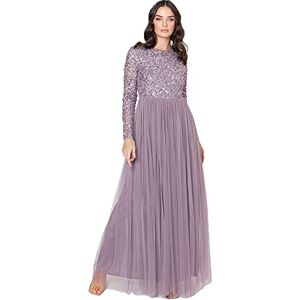 Maya Deluxe Women's Maya Embellished Long Sleeve Maxi Dress Bridesmaid, Moody Lilac, 14 Maya Deluxe Women's Maya Embellished Long Sleeve Maxi Dress Bridesmaid, Moody Lilac, 14
