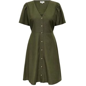 ONLY Women's Onlvita Life Linen S/S Short WVN Regular fit Dress with cutline at The Waist and Volume Sleeves, Kalamata, L ONLY Women's Onlvita Life Linen S/S Short WVN Regular fit Dress with cutline at The Waist and Volume Sleeves, Kalamata, L