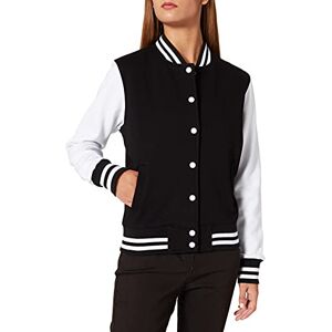 Build Your Brand Womens Ladies Sweat College Varsity Jacket, Black/White, L UK Build Your Brand Womens Ladies Sweat College Varsity Jacket, Black/White, L UK