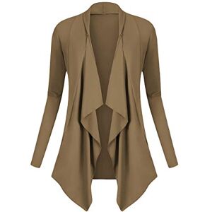 Urban GoCo Women's Drape Front Open Irregular Hem Cardigan (L, Camel)