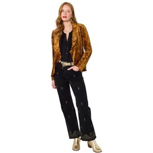 Joe Browns Women's Velour Leaf Print Jacket, Regular, Gold, UK 18 Joe Browns Women's Velour Leaf Print Jacket, Regular, Gold, UK 18