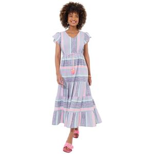 Joe Browns Women's Geo Print V-Neck Maxi Dress, Blue, 10 Joe Browns Women's Geo Print V-Neck Maxi Dress, Blue, 10