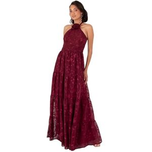 Maya Deluxe Women's Maxi Dress Ladies Sleeveless Halterneck Floral Corsage Chiffon Jacquard A-line Tiered Evening Occasion Prom, Berry 6 Maya Deluxe Women's Maxi Dress Ladies Sleeveless Halterneck Floral Corsage Chiffon Jacquard A-line Tiered Evening Occasion Prom, Berry 6
