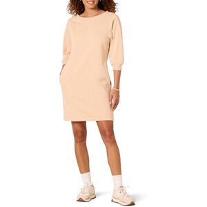 Amazon Essentials Women's Fleece Blouson Sleeve Crewneck Sweatshirt Dress (Available in Plus Size), Beige, Large Amazon Essentials Women's Fleece Blouson Sleeve Crewneck Sweatshirt Dress (Available in Plus Size), Beige, Large