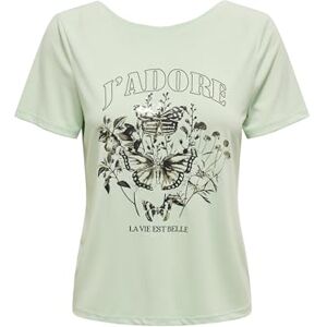 ONLY Women's Onlfree Life S/S Cross Back Top Box JRS T-Shirt, Subtle Green/Print:Jadore, M ONLY Women's Onlfree Life S/S Cross Back Top Box JRS T-Shirt, Subtle Green/Print:Jadore, M