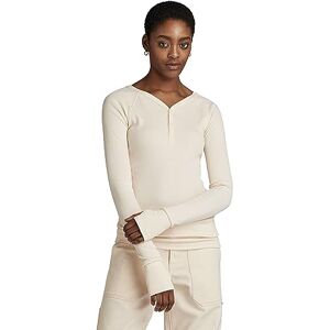 G-STAR Women's Slim rib henley ls wmn, Beige (eggnog D23342-D289-G076), S G-STAR Women's Slim rib henley ls wmn, Beige (eggnog D23342-D289-G076), S
