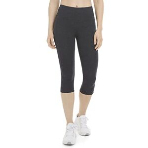 Zone Women's Cotton Stretch Crop Legging with Pocket, Charcoal Heather, S Zone Women's Cotton Stretch Crop Legging with Pocket, Charcoal Heather, S