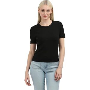 Calvin Klein Women’s Woven Label Ribbed Fitted Short Sleeve Round Neck T-Shirt, Black (Ck Black), S Calvin Klein Women’s Woven Label Ribbed Fitted Short Sleeve Round Neck T-Shirt, Black (Ck Black), S