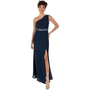 Anaya with Love Women's Ladies Maxi Dress One Shoulder Sleeveless Sequin Embellished Split Slit A-line for Evening Party Prom Ball Gown Navy Blue 14 Anaya with Love Women's Ladies Maxi Dress One Shoulder Sleeveless Sequin Embellished Split Slit A-line for Evening Party Prom Ball Gown Navy Blue 14