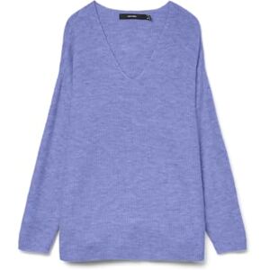 VERO MODA Women's Vmcrewlefile LS V-Neck Blouse Noos Sweater, Jacaranda/Detail:Melange, S VERO MODA Women's Vmcrewlefile LS V-Neck Blouse Noos Sweater, Jacaranda/Detail:Melange, S