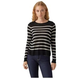 VERO MODA Women's Vmnova LS O-Neck Pullover Ga Noos, Black/Stripes: Birch, XS VERO MODA Women's Vmnova LS O-Neck Pullover Ga Noos, Black/Stripes: Birch, XS