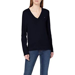 Tommy Hilfiger Women's Heritage V-neck Sweater Jumper, Blue (Midnight), XS Tommy Hilfiger Women's Heritage V-neck Sweater Jumper, Blue (Midnight), XS